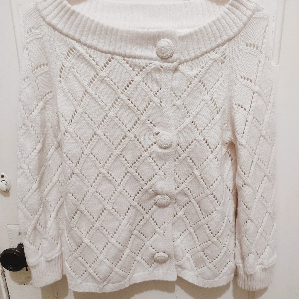 Banana Republic White Vintage Looking Cardigan